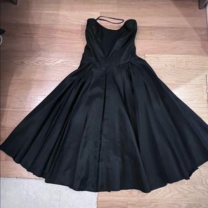 Black strapless taffeta cocktail dress